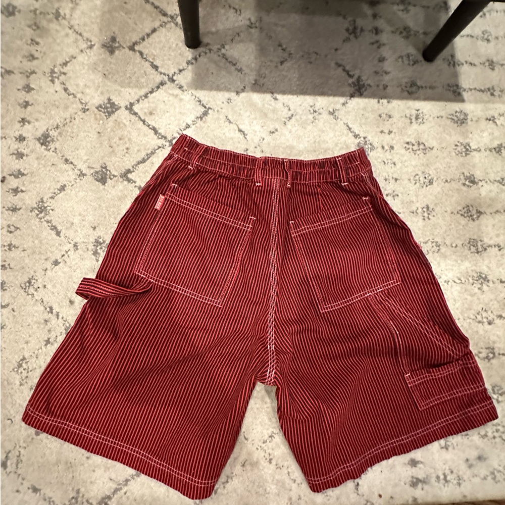 Big Bud Press Mustang Red carpenter shorts railroad stripe. Size M  NWOT - Picture 7 of 8